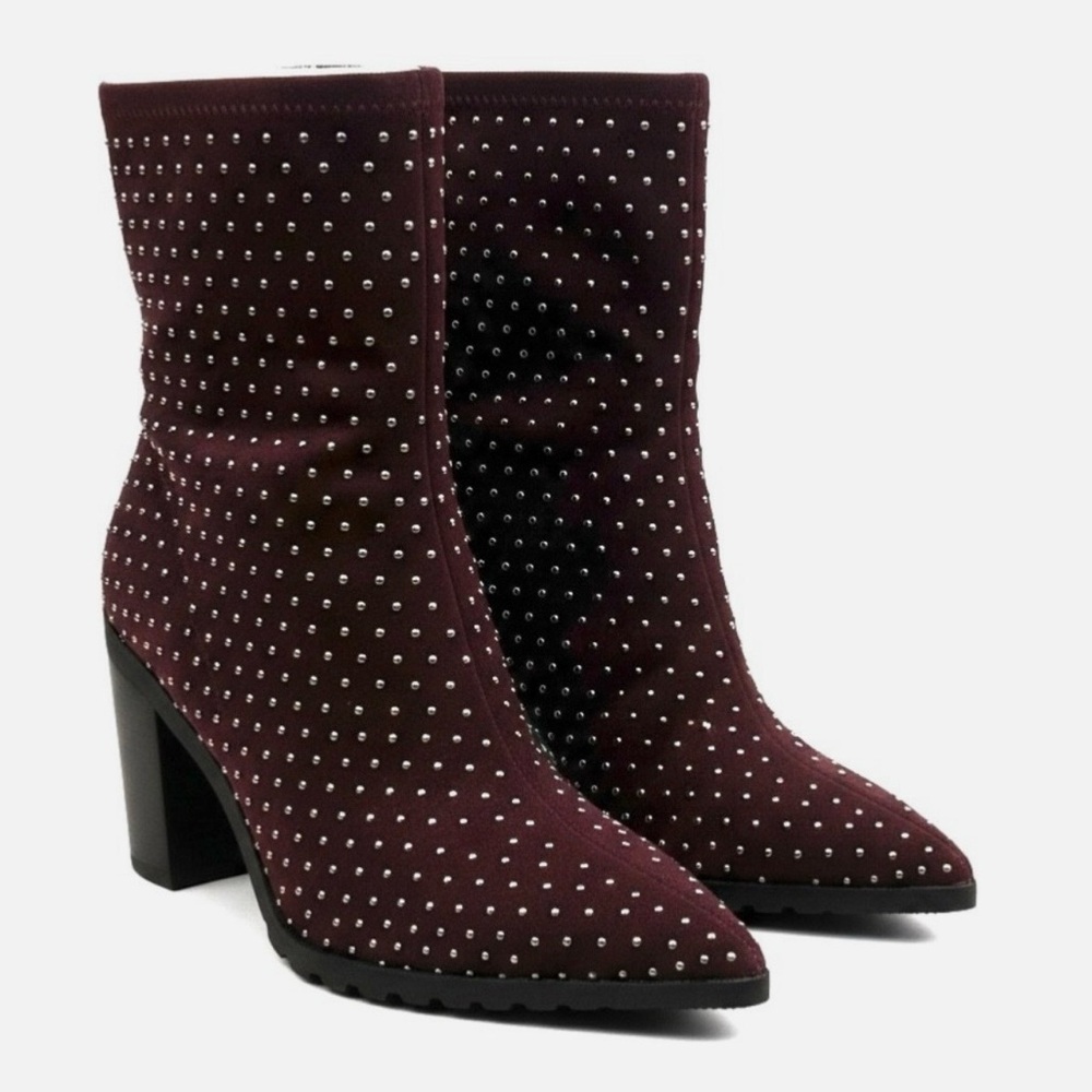 Charles By Charles David Danielle boots Women’s size 8.5 New Burgundy Studded - Picture 3 of 9